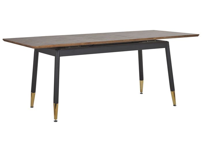 table extensible effet bois foncé / doré 160/200 x 90 cm california