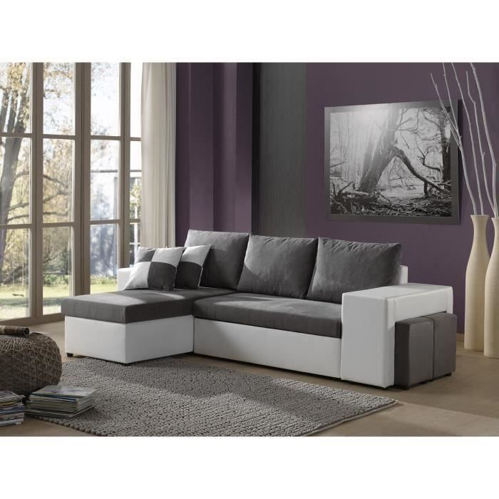 Canape D Angle Convertible Avec Coffre Gris Achat Vente Pas Cher