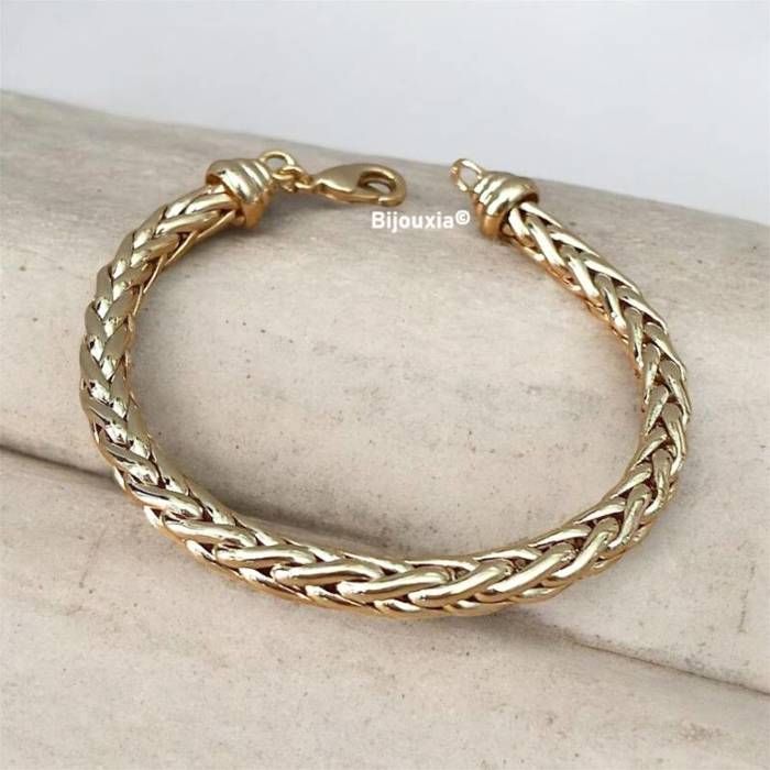 Bracelet - BIJOUXIA - Maille Palmier - Plaqué Or 18 Carats - Longueur 19 cm - Largeur 6 mm