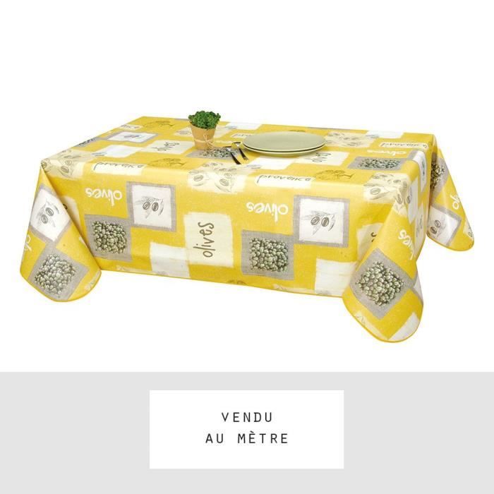 Nappe En Toile Cirée Antitache MANZARA Jaune - Largeur 140 Cm, Motif Montagne, Neuf