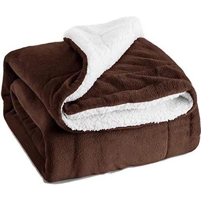 ChangM Sherpa Couverture polaire chaude et moelleuse réversible en microfibre pour lit ou canapé 130 x 160 cm