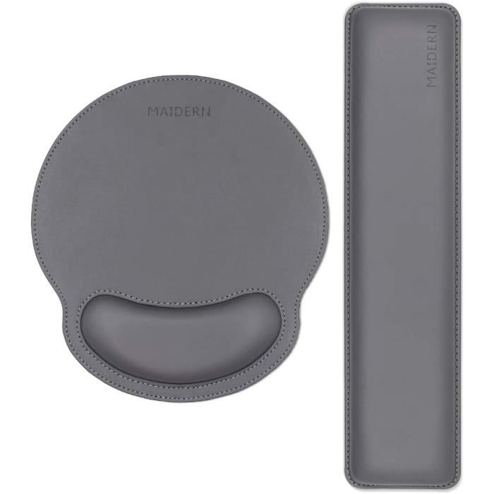 SANQIANWAN Tapis De Souris Cuir Avec Repose-Poignet - Base Antidérapante Marron/Jaune