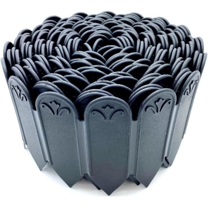 Bordure De Jardin Flexible GardenSkill 10 M - Hauteur 15 Cm Noir - Pour Allées, Pelouse, Parterres - Facile à Installer