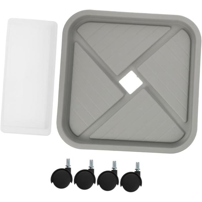 Plateau à Roulettes Pour Pots De Fleurs - Carré, Intérieur 23,5 Cm, Plastique Robuste Gris - Facilite Le Déplacement Des Plantes Lourdes