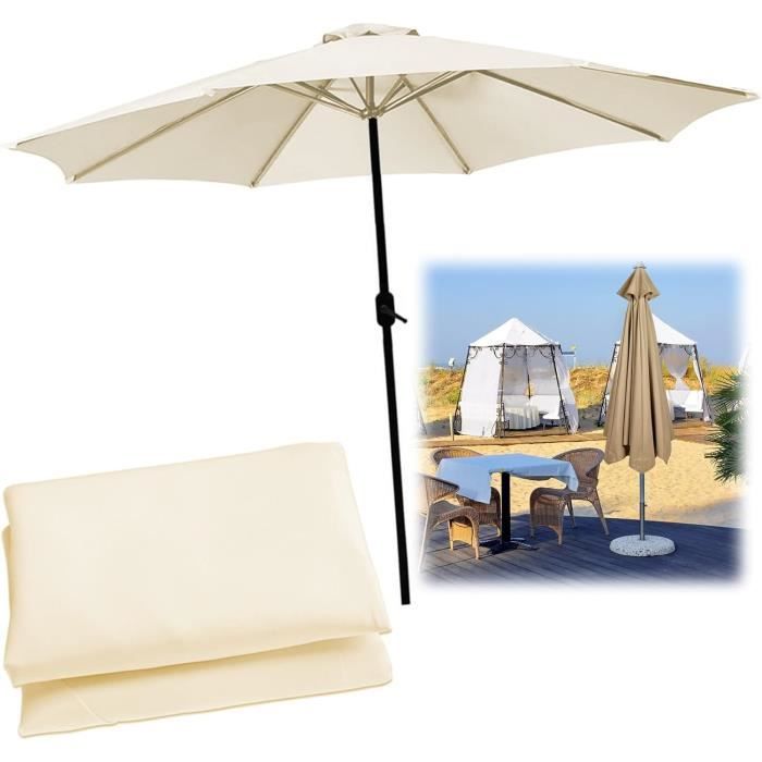 Telo di Ricambio per Ombrellone da Giardino 8 Stecche, Impermeabile con Protezione UV, 2m, 2.7m, 3.0m, 4.0m, Tessuto in Poliestere per Terrazza, Cortile, Piscina, Spiaggia(Beige,2.15m/7ft