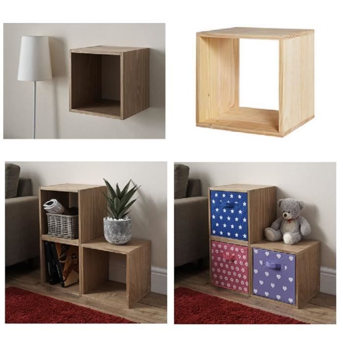 CUBE DE RANGEMENT MODULABLE EN BOIS CLAIR 33.5 X 30 X 33.5 CM