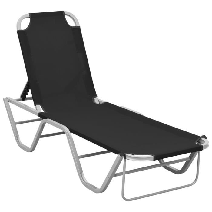 Chaise longue Aluminium et textilène Noir 106976 Cdiscount Jardin