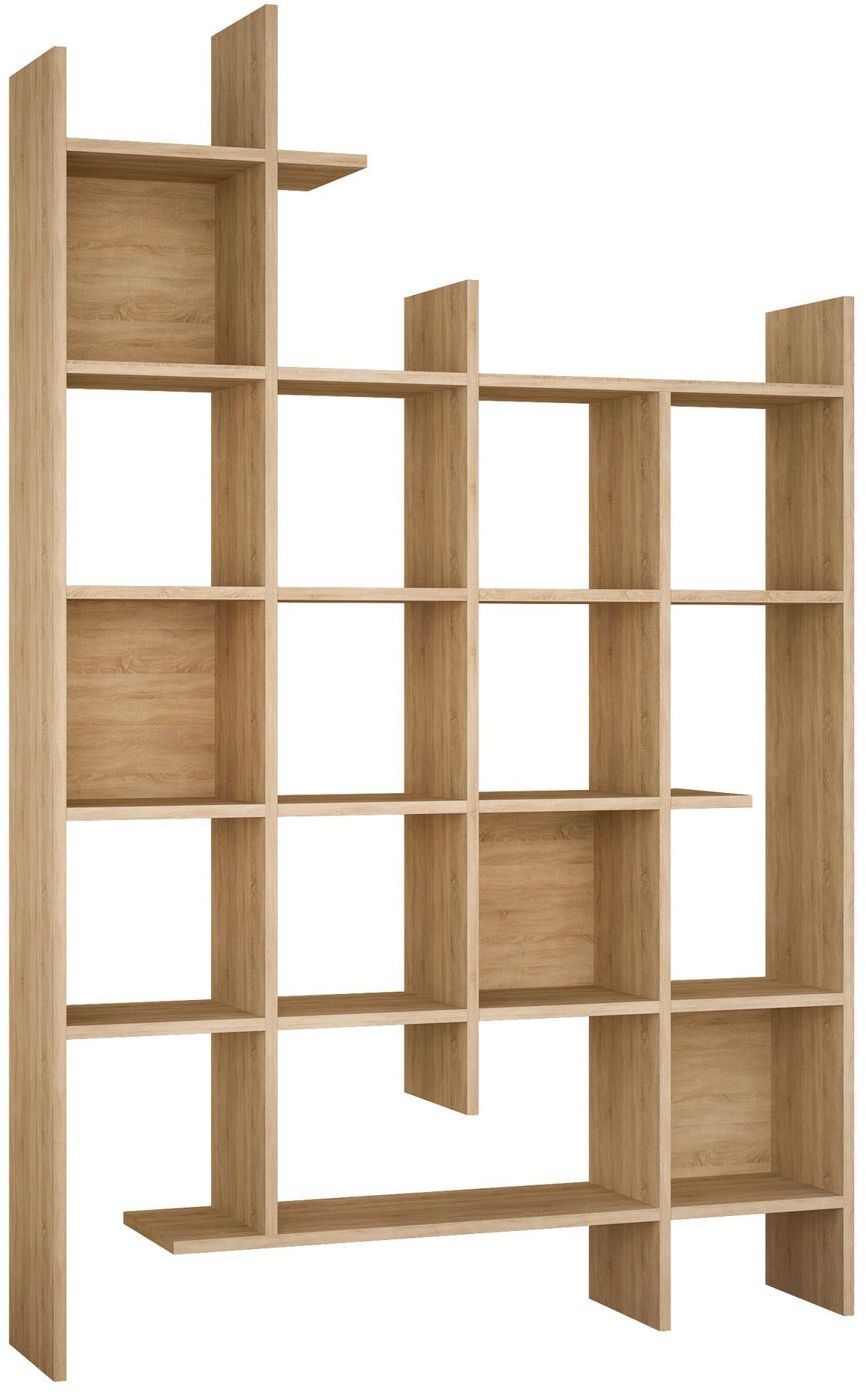 Bibliothèque étagère moderne - MANCO - Fixation murale - 122 x 188 x 26 cm - couleur Chêne clair
