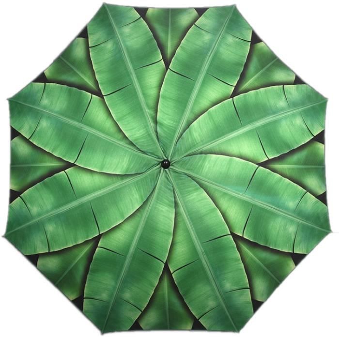 Parasol Esschert Design Feuilles 184 x 226 cm polyester vert - Mât droit - Manuel - Rectangulaire