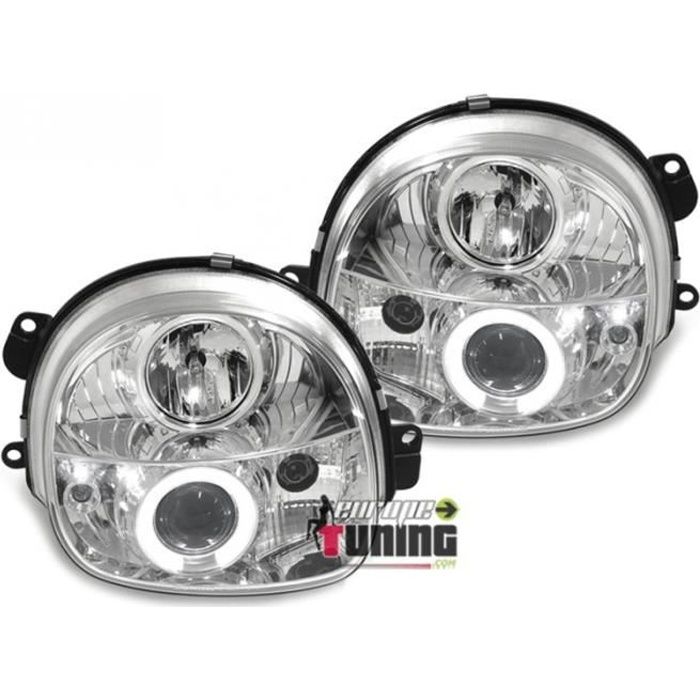 PHARES CHROME FEUX ANNEAUX LED ANGEL EYES RENAULT TWINGO 1 1992-2007 (11132)