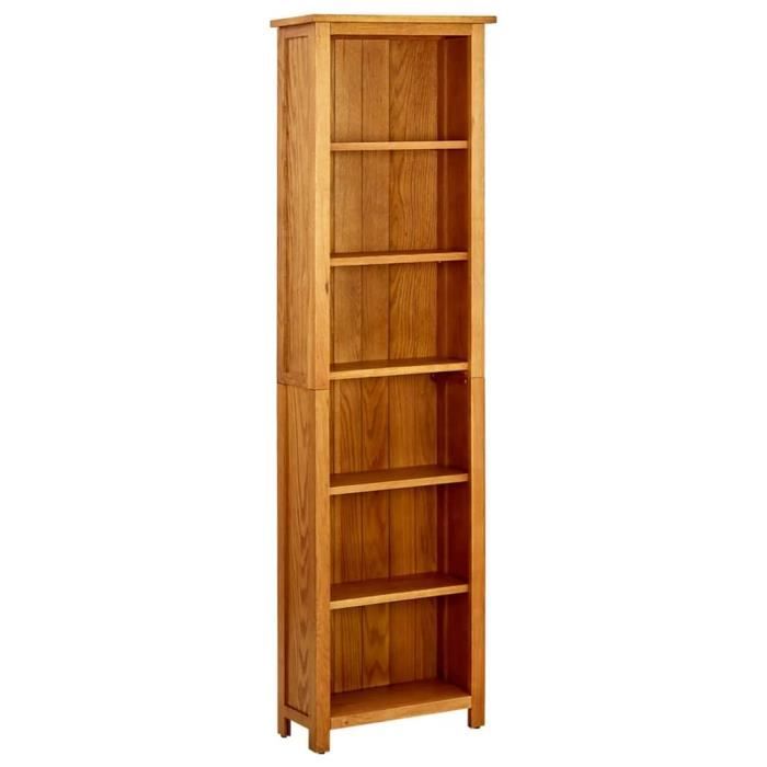 Bibliothèque - FAFEICY - 6 étagères - Bois de chêne massif - 52x22x180 cm - Style classique