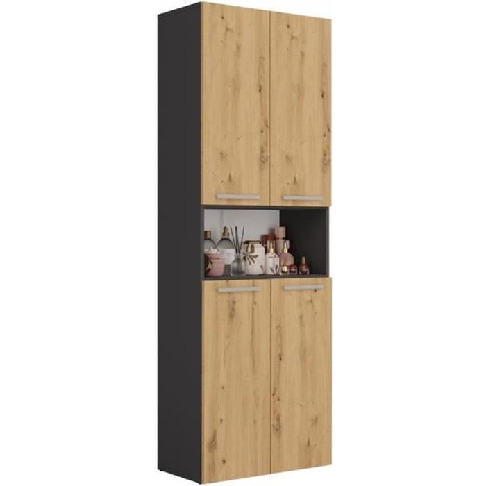Armoire de salle de bain GLAZE avec panier à ligne - Style moderne - HUCOCO - 174x60x30 cm