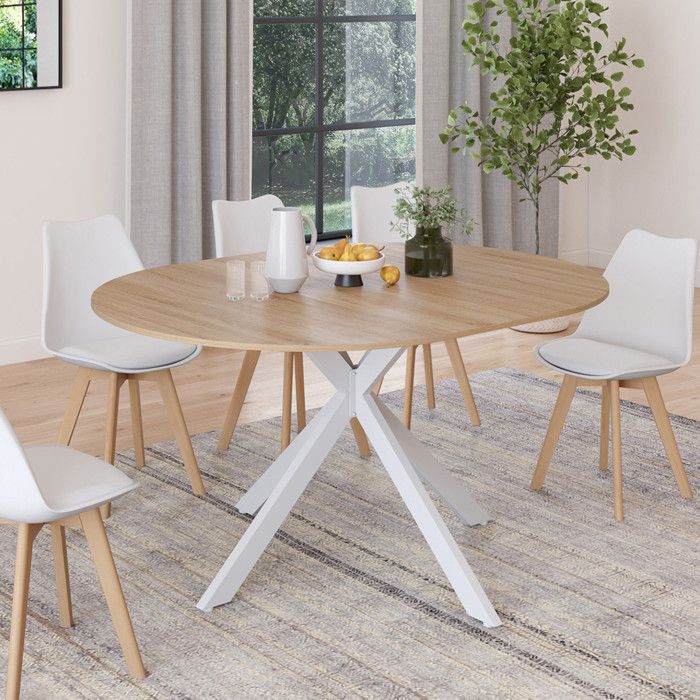 IDMARKET Table à manger extensible ronde ALIX 4-8 personnes pied ...