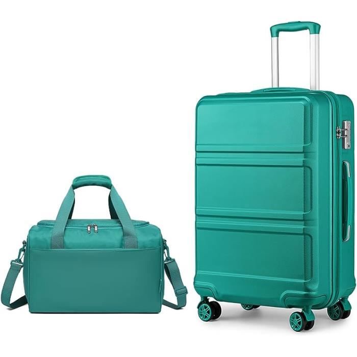 Kono Ensemble de Valises Légères en ABS rigide avec Serrure TSA + Sac Cabine Ryanair 40 x 20 x 25 cm, Turquoise, 20 Inch Luggage