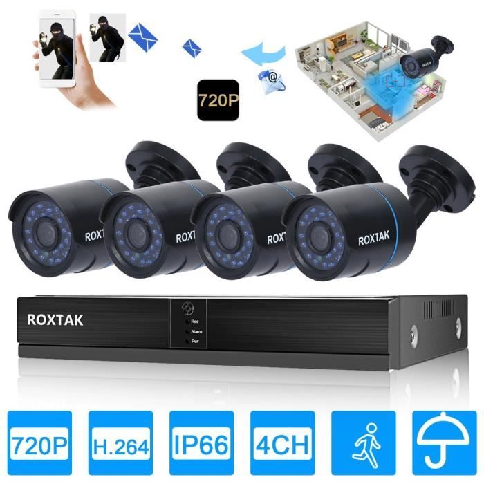 Kit caméra de surveillance sans fil extérieur 4CH 720P + 4 Caméra ip