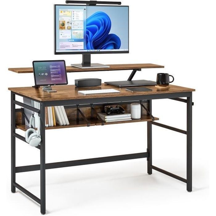Bureau Droit Avec 3 Tiroirs – 170x80 Cm – Bois Marron – Porte Et étagère