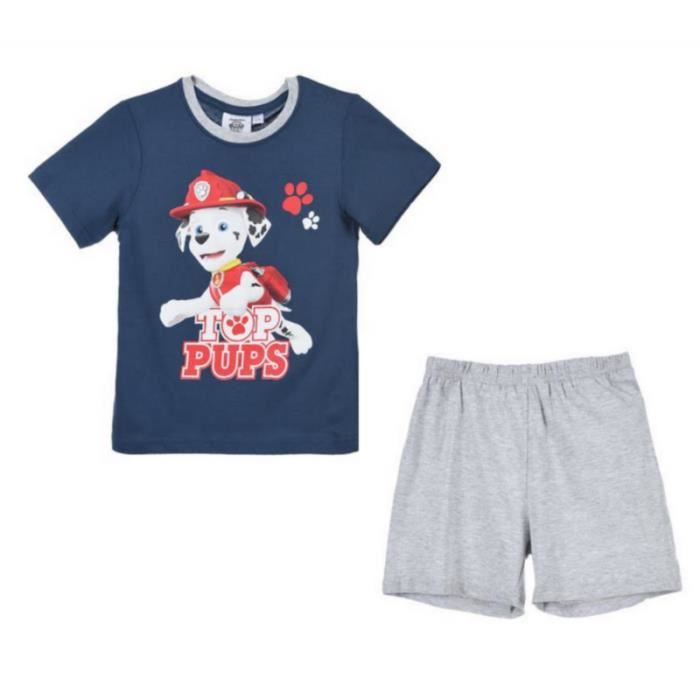 Pyjama Court Garçon Pat' Patrouille Nickelodeon - 100% Coton, Manches Courtes - Idéal Nuit & Loisirs