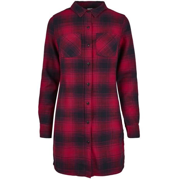 Urban Classics Robe Chemise Carreaux Femme Robe courte noir/rouge