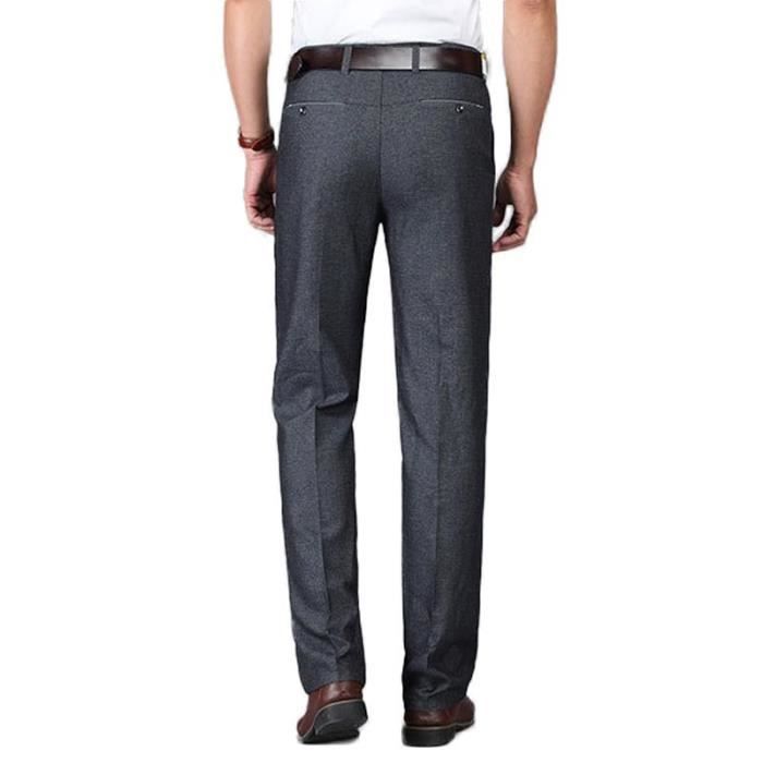 Pantalon Homme Stretch Coupe droite élastiquée Casual Couleur unie Cafe -  Cdiscount Prêt-à-Porter