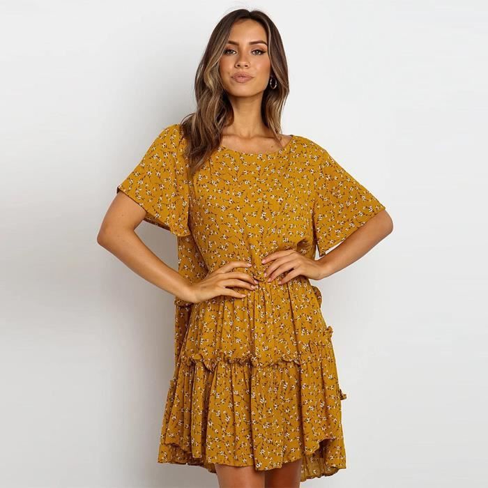 robe trapeze jaune