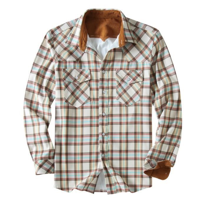 Chemise,chemise à carreaux à manches longues pour hommes,100% coton