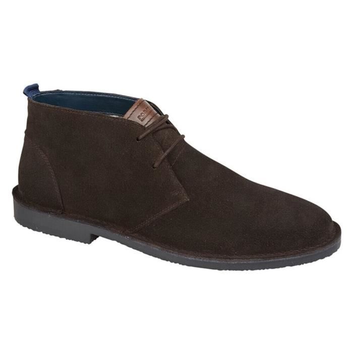 Roamers Desert Boots Homme Daim Marron Fonc Talon Plat roamers-desert-boots-homme-daim-marron-fonc-talon-plat
