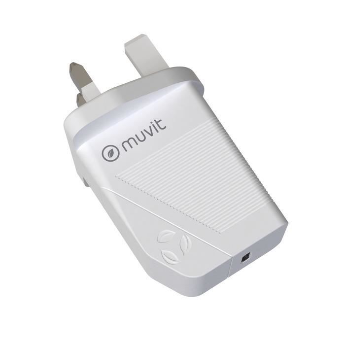 MUVIT FOR CHANGE Pack Chargeur Secteur PD 18W + Câble USB C / MFi - Blanc - UK