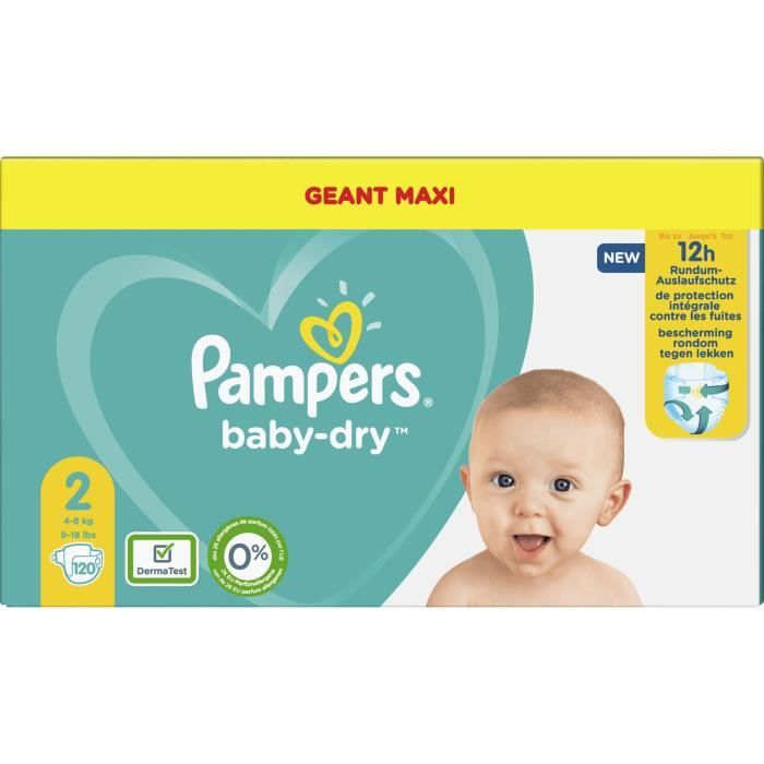 Pampers Baby-Dry Taille 2, 120 Couches - Cdiscount Puériculture & Eveil bébé