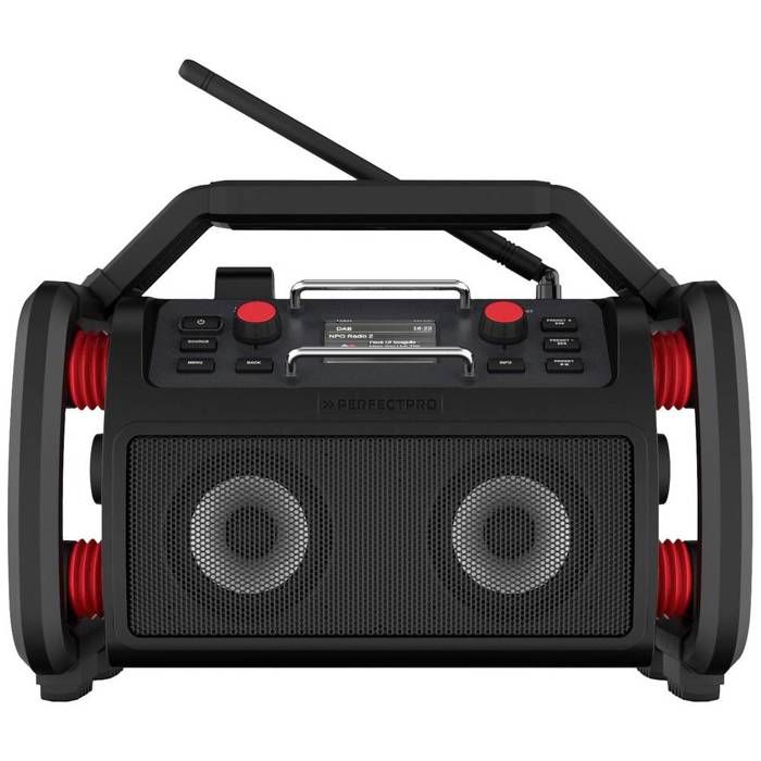 PerfectPro RockPro Radio de chantier DAB+ FM AUX Bluetooth USB fonction de charge de la batterie protégé contre les