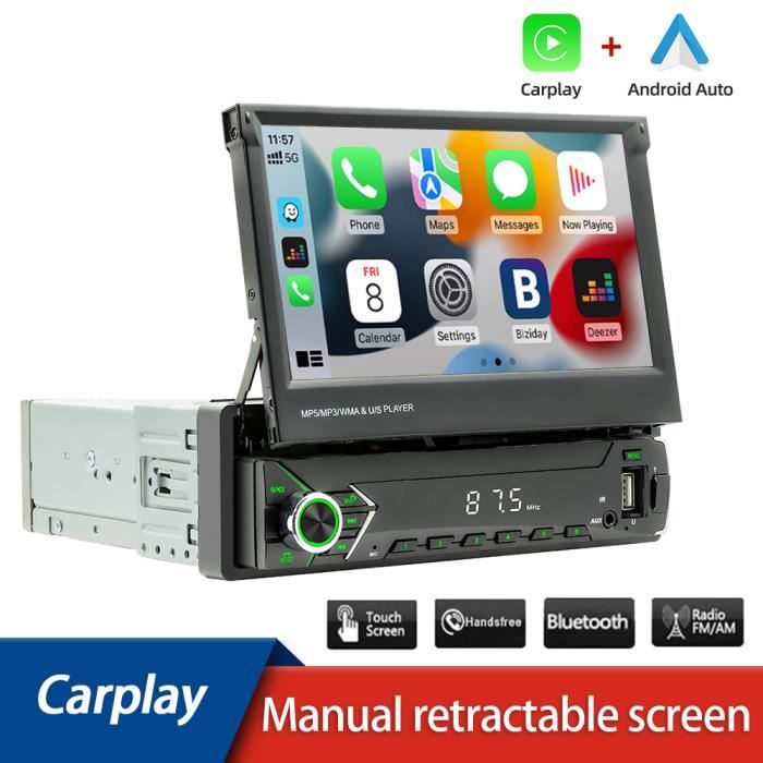 Autoradio bluetooth Carplay 1 Din GPS 7'' Écran Tactile Retractable FM Radio  Main Libres AUX-USB-TF Lien Miroir+Télécommande+Caméra - Cdiscount Auto