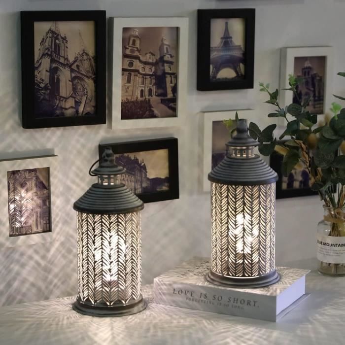 Lot De 2 Lampes De Table En Céramique - Abat-jour Tissu Blanc, Style Bohème Moderne, Douille E27