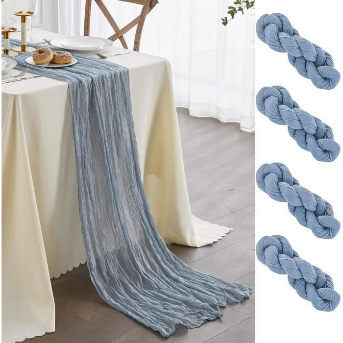 6 Chemins De Table Étamine Beige 10x3 Pieds - Décoration Bohème Mariage, Anniversaire | Polyester