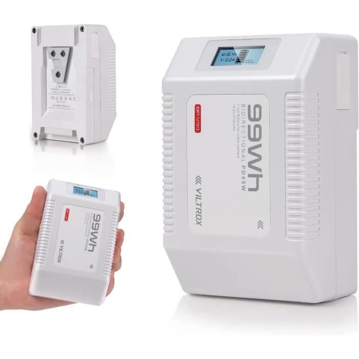 Plaque De Batterie V Mount Nitze N21-D5 Avec Pince 15 Mm - Ports DC, D-Tap, USB-C PD - Compatible Batteries V-lock - Aluminium