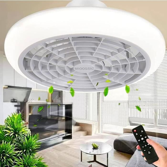 Ventilateur Plafond Avec Lumière LED Réglable - 36W, Télécommande, 3 Vitesses - Design Moderne, Silencieux - Noir, Bleu, Blanc, Or, Brun - 8