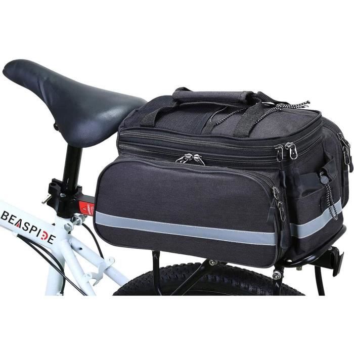 Sacoche Vélo Arrière RAINSMORE 15L Imperméable - 4 En 1 Avec Housse De Pluie, Réfléchissante
