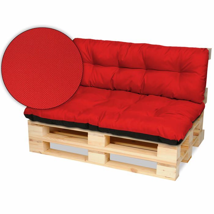 Coussin pour Canapé - SuperKissen24. - Intérieur/Extérieur - Imperméable - 120x80 cm et Appui 120x38 - Rouge