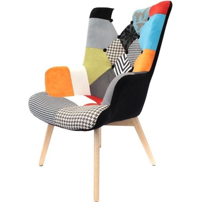 fauteuil - the concept factory - helsinki patchwork - tissu - design contemporain - avec accoudoirs