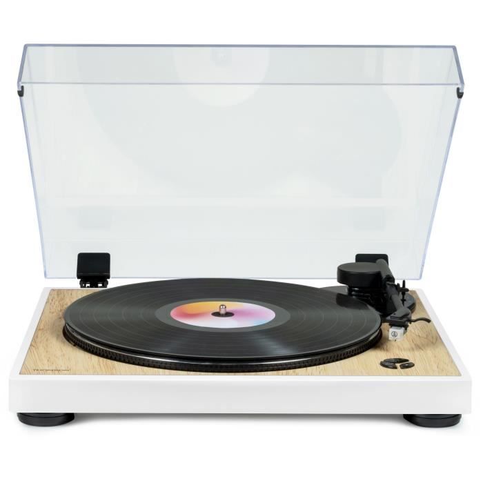 Platine vinyle THOMSON TT301 - Design bois et blanc - Tête de lecture Audio-Technica AT3600L - 33 et