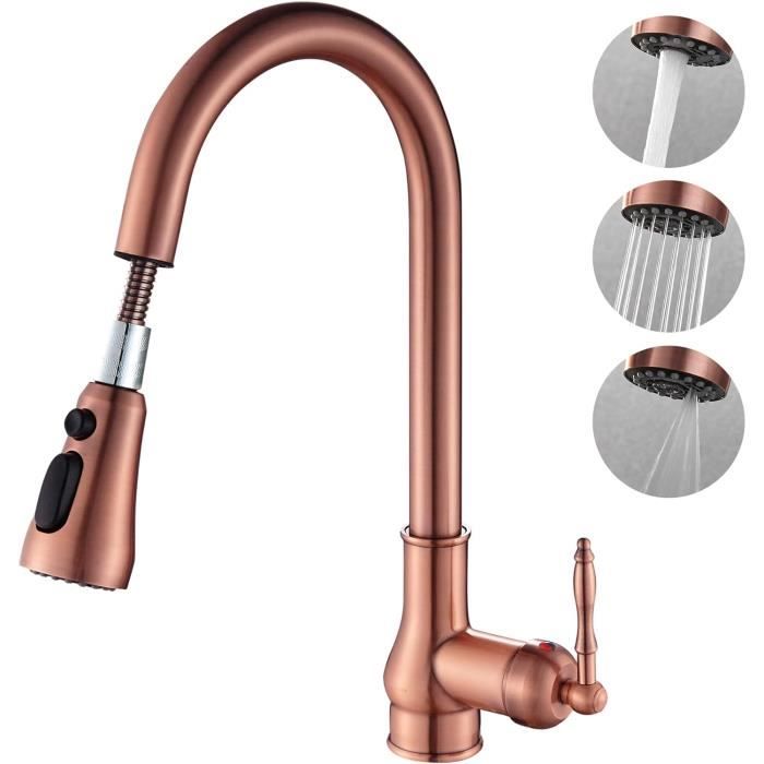 Nostalgie Rétro Évier Cuisine Robinet Mitigeur Rouge Bronze Cuivre A309