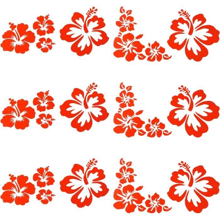 Autocollant Mural Stickerbrand - Fleur D'hibiscus Hawaïenne, Décor Vinyle Removable