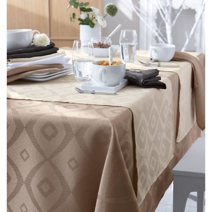 CALITEX Nappe DAMASSEE Ombra Blanc Ovale 180x240
