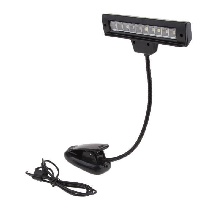 Drfeify Lampe LED Double Tête à Pince – 8 LED, USB, Réglable Pour Pupitre Musique, Lecture, Chevet, Table – Lumière Forte Et Portable