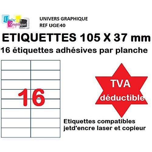 Étiquettes universelles autocollantes 105 x 148,5 mm 100 feuilles A4 2 x 2 étiquettes 105 x 148
