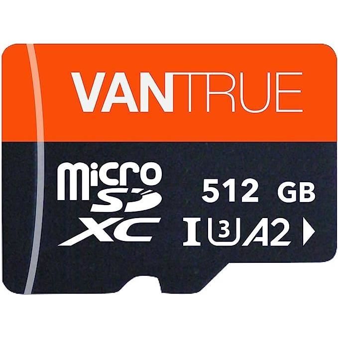 Vantrue 512G Carte mémoire microSDXC UHS-I U3 4K UHD Carte SD pour