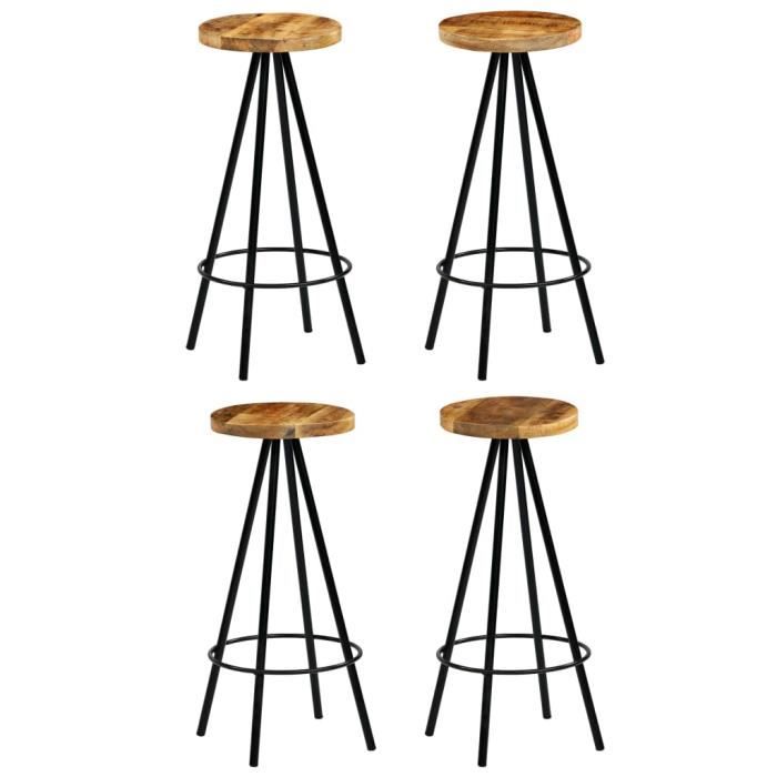 "promo"tabouret haut lmt - chaises de bar lot de 4 bois de manguier solide 18,28kg