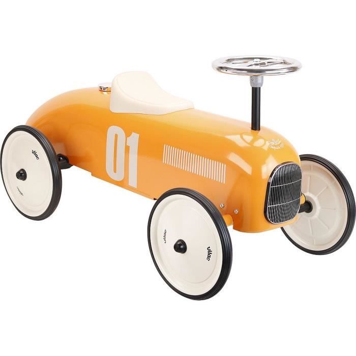 Porteur voiture vintage en métal orange - Vilac - Idéal pour les enfants de 18 mois à 2 ans