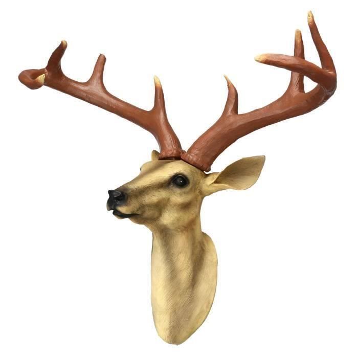 Tête De Cerf En Bois 3D - Décoration Murale Style Scandinave - Beige - Pour Entrée, Chambre, Couloir