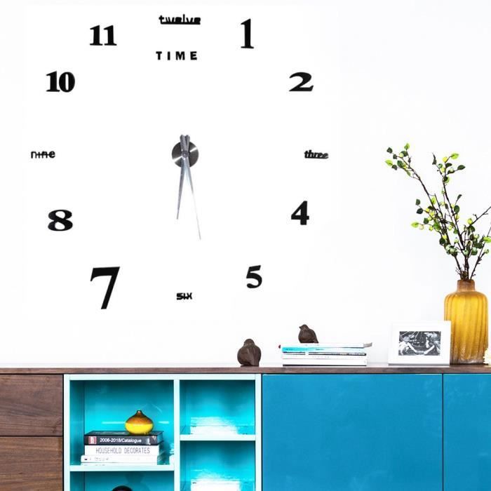 Horloge Murale Adhesive, Grande Horloge Murale, Autocollant d'horloge