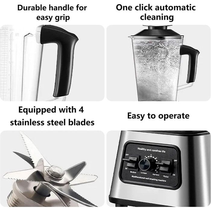 Blender Puissant Biolomix 2200W - 2L - 6 Lames Acier Inox - Smoothies Glacés