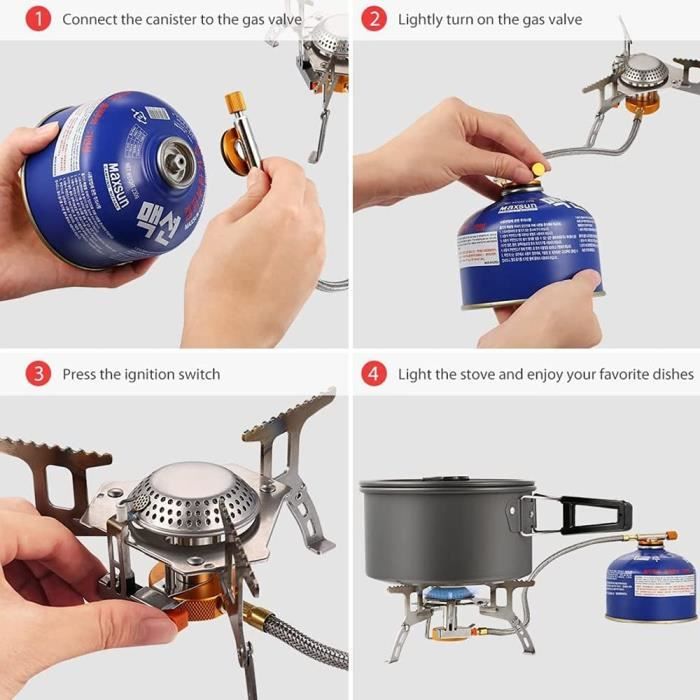 Réchaud de Camping, Portable 3500W réchaud gaz Pliable Brûleur à Gaz Anti-Vent avec Bouton d'Allumage Our Randonnée/Outdoor/Pique-Nique/Barbecue/Randonnée /Trekking,DEBUNS Réchaud de Camping, Portable 3500W réchaud gaz Pliable Brûleur à Gaz Anti-Vent avec Bouton d'Allumage Our Randonnée/Outdoor/Pique-Nique/Barbecue/Randonnée /Trekking,DEBUNS